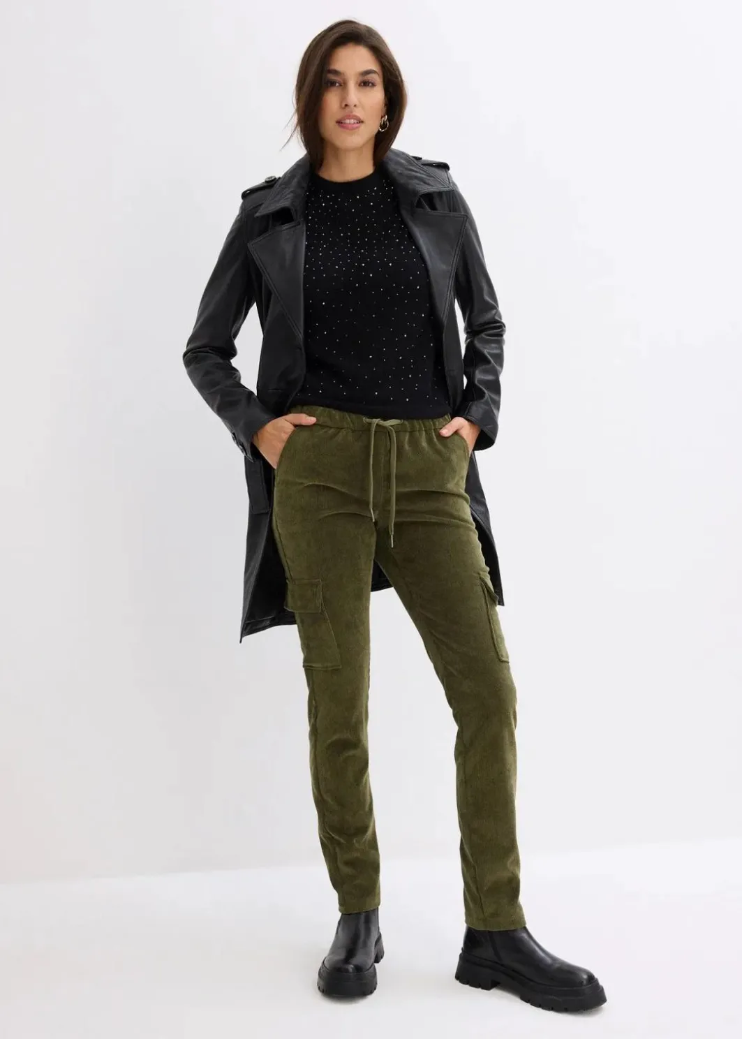 Damen bonprix Bekleidung·Kleider|Hosen|Schlupfhose aus Samt-Cord