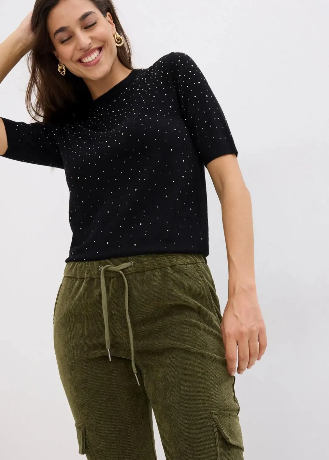 Damen bonprix Bekleidung·Kleider|Hosen|Schlupfhose aus Samt-Cord