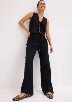Damen bonprix Hosen|Schlupfhose aus strukturiertem Crinkle