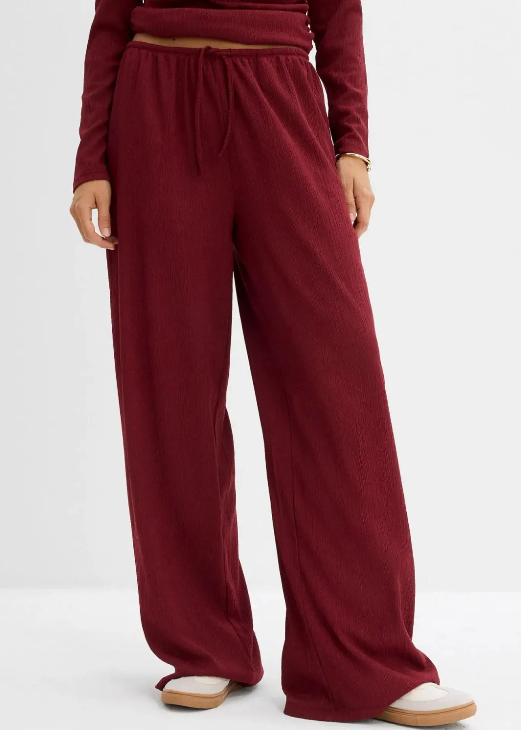 Schlupfhose aus strukturiertem Crêpe Damen Zweiteiler & Sets|Hosen