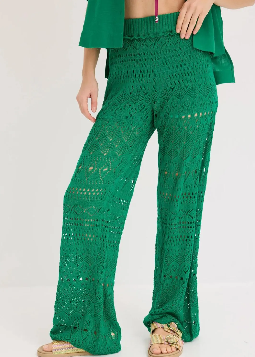 Sale Schlupfhose mit Lochstrickmuster Damen Bekleidung·Kleider|Hosen