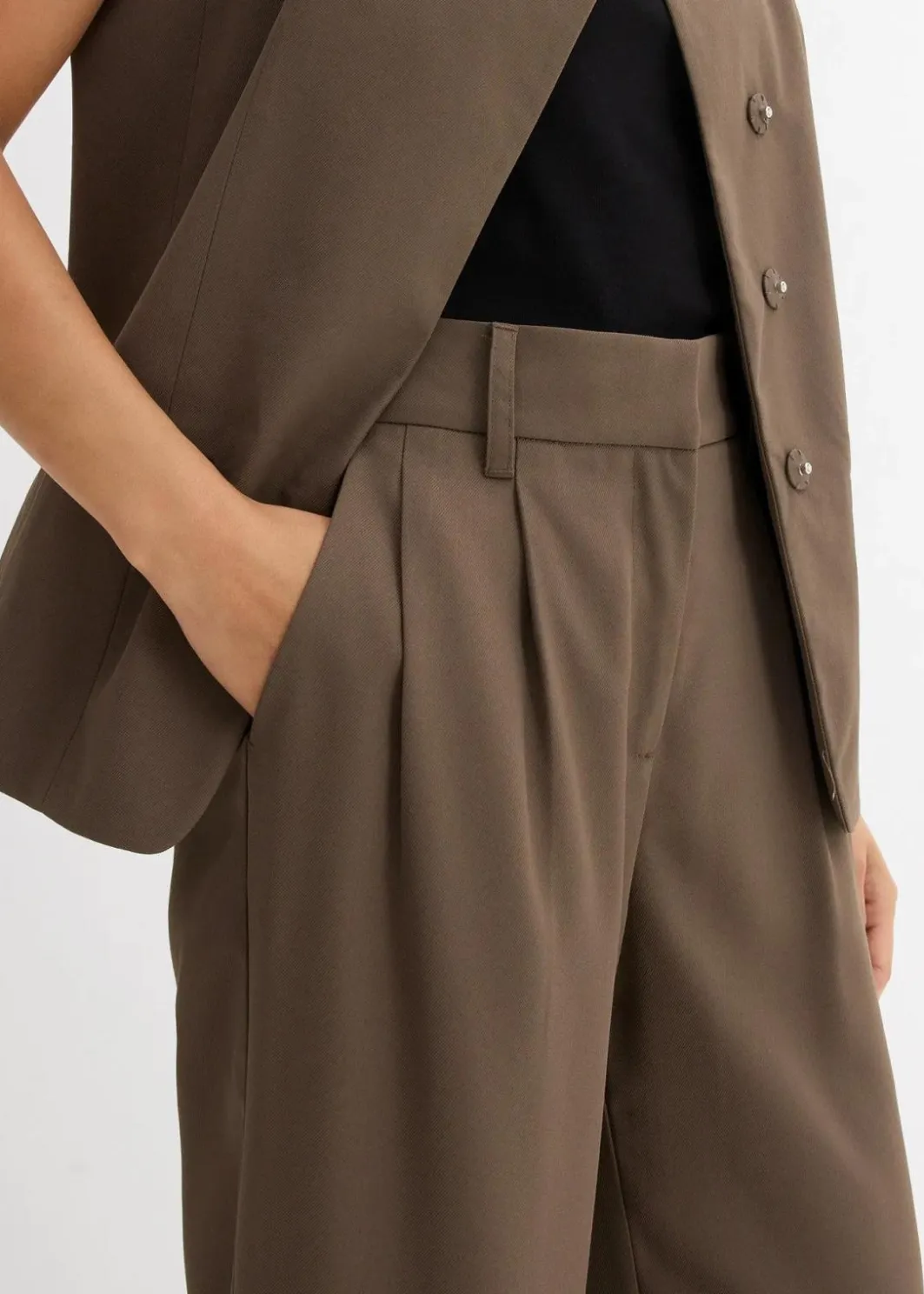 Damen bonprix Hosen|Bekleidung·Kleider|Schlupfhose mit Twill-Struktur