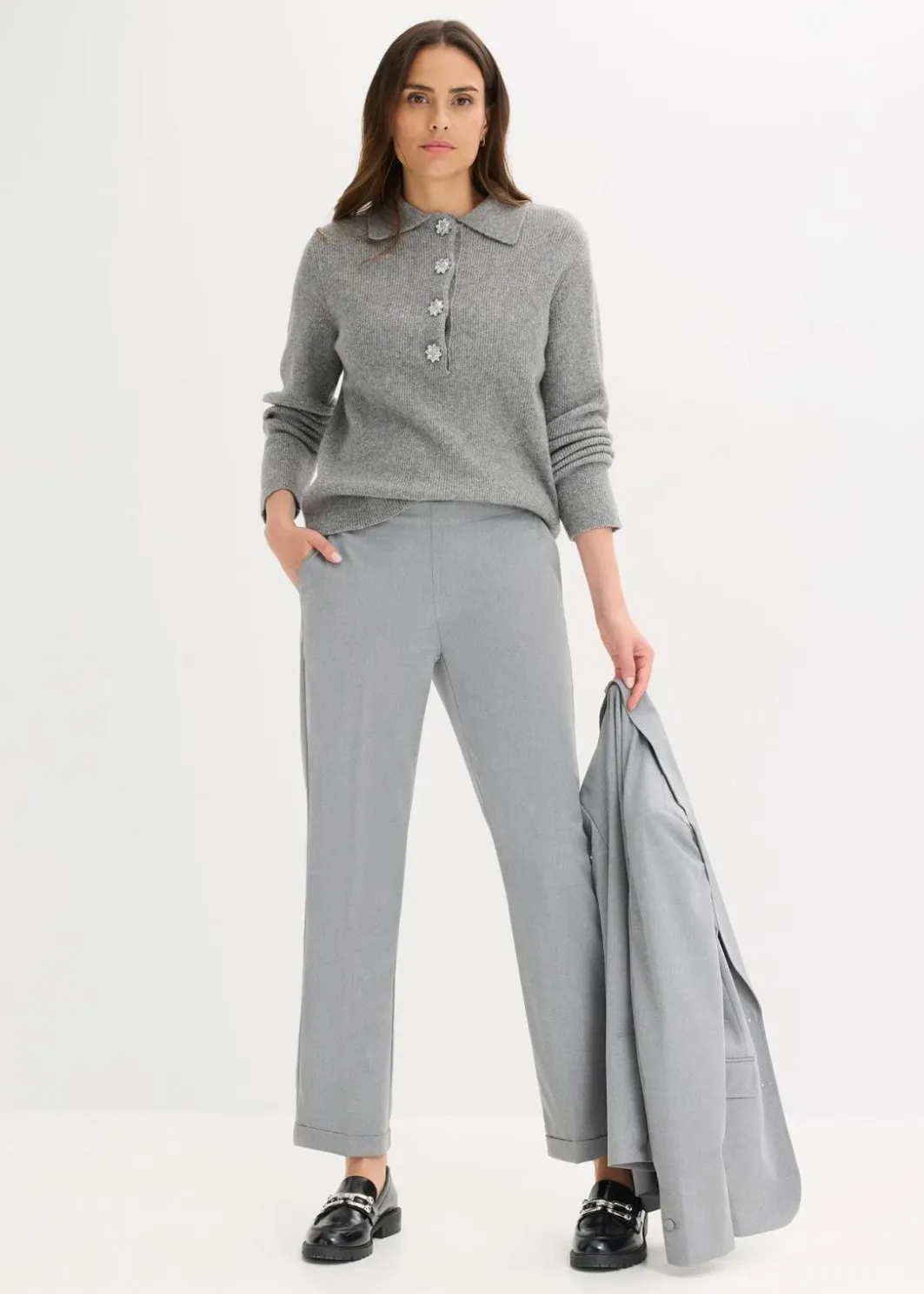 Damen bonprix Hosen|Bekleidung·Kleider|Schlupfhose mit Umschlag