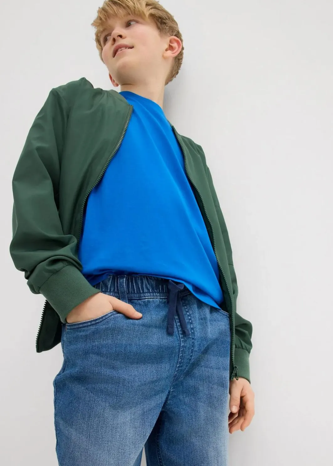 Kinder bonprix Jungen 9-16 Jahre·Shorts|Jungen 9-16 Jahre·Jeans|Schlupf-Jeans-Longbermuda, Slim Fit