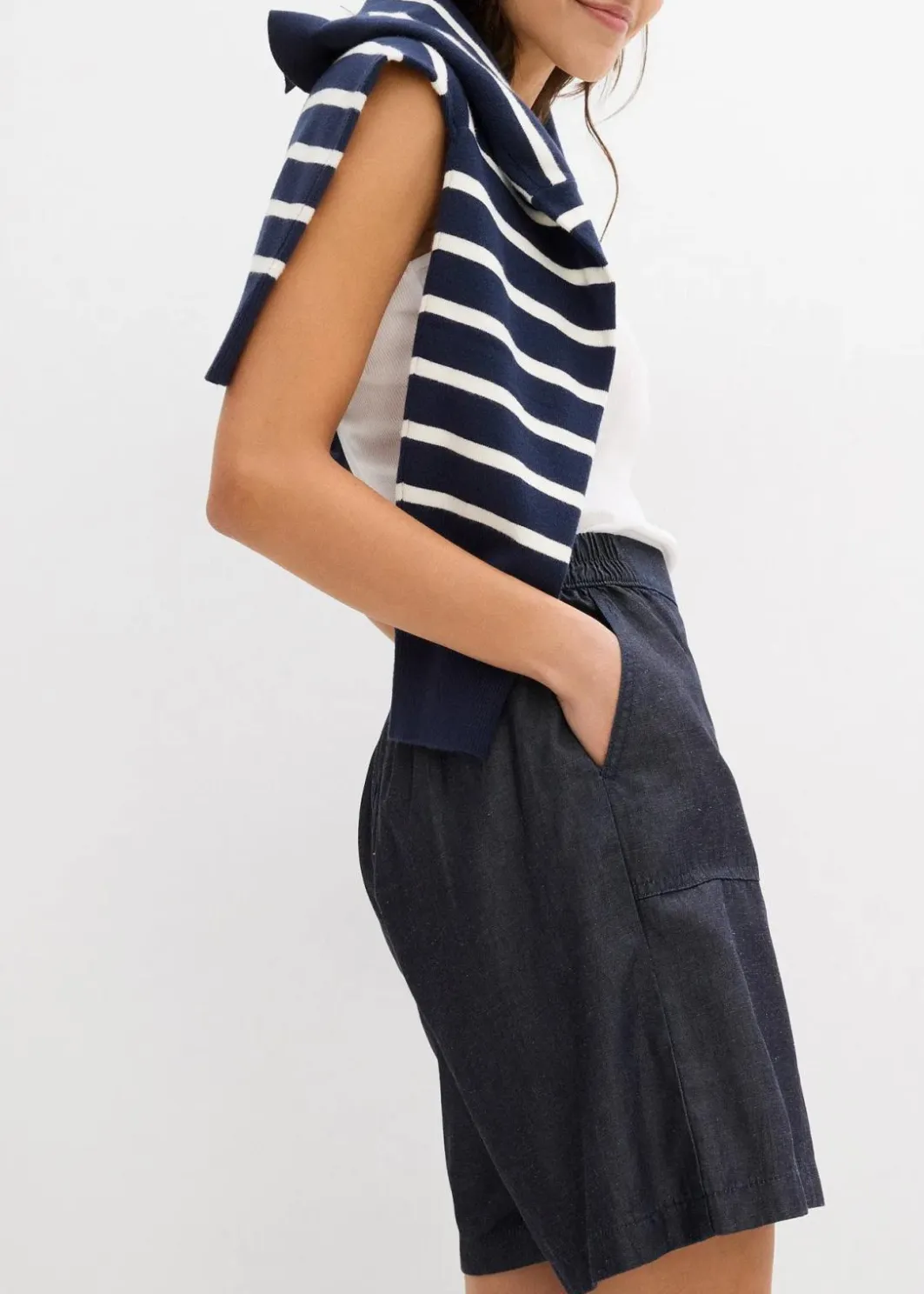 Damen bonprix Bekleidung·Outdoorbekleidung|Bekleidung·Kleider|Schlupf-Shorts mit kühlendem Leinenanteil