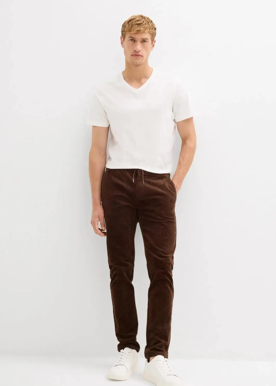 Herren bonprix Große Größen|Hosen|Schlupf-Stretch-Cordhose, Regular Fit