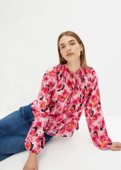 Online Schluppenbluse aus Chiffon Damen Bekleidung·Jacken & Mäntel|Blusen & Tuniken