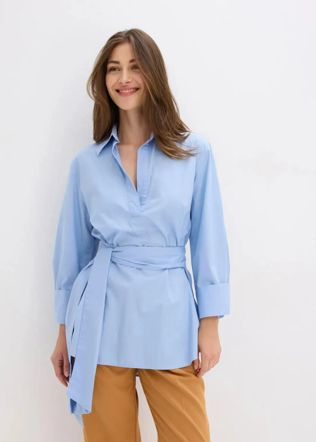 Discount Schluppenbluse aus reiner Baumwolle Damen Blusen & Tuniken|Bekleidung·Jacken & Mäntel