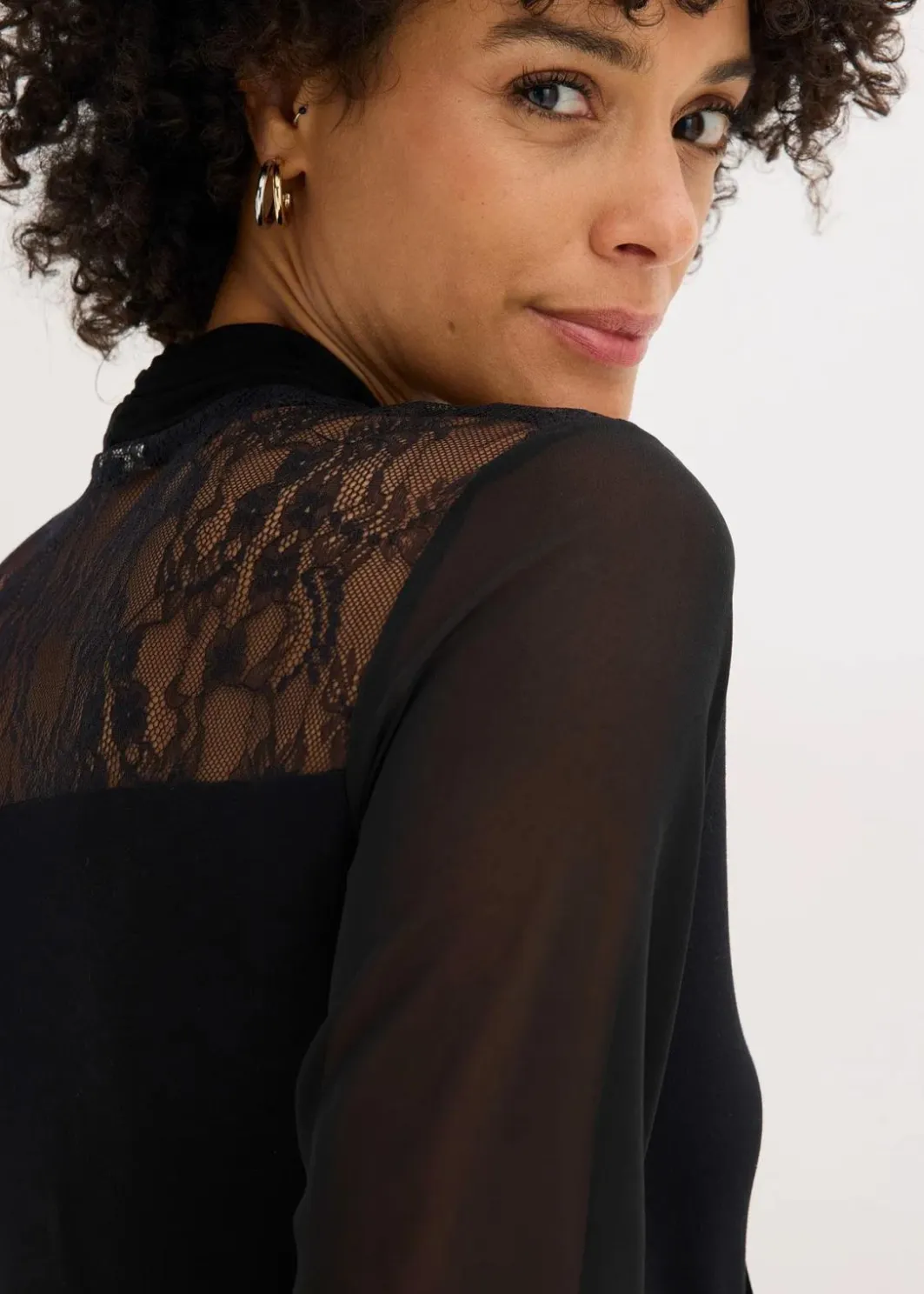 New Schluppenshirt mit Spitze Damen Shirts & Tops