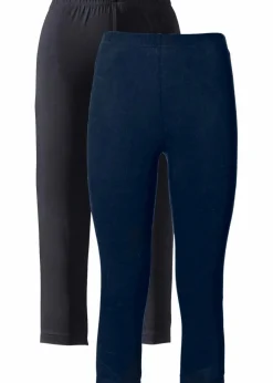 Damen bonprix Hosen|Basics|Schmal geschnittene Capri-Leggings (2er Pack)