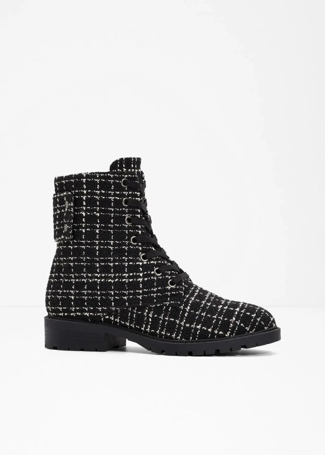 Damen bonprix Boots|Schnürboots in Bouclé-Optik