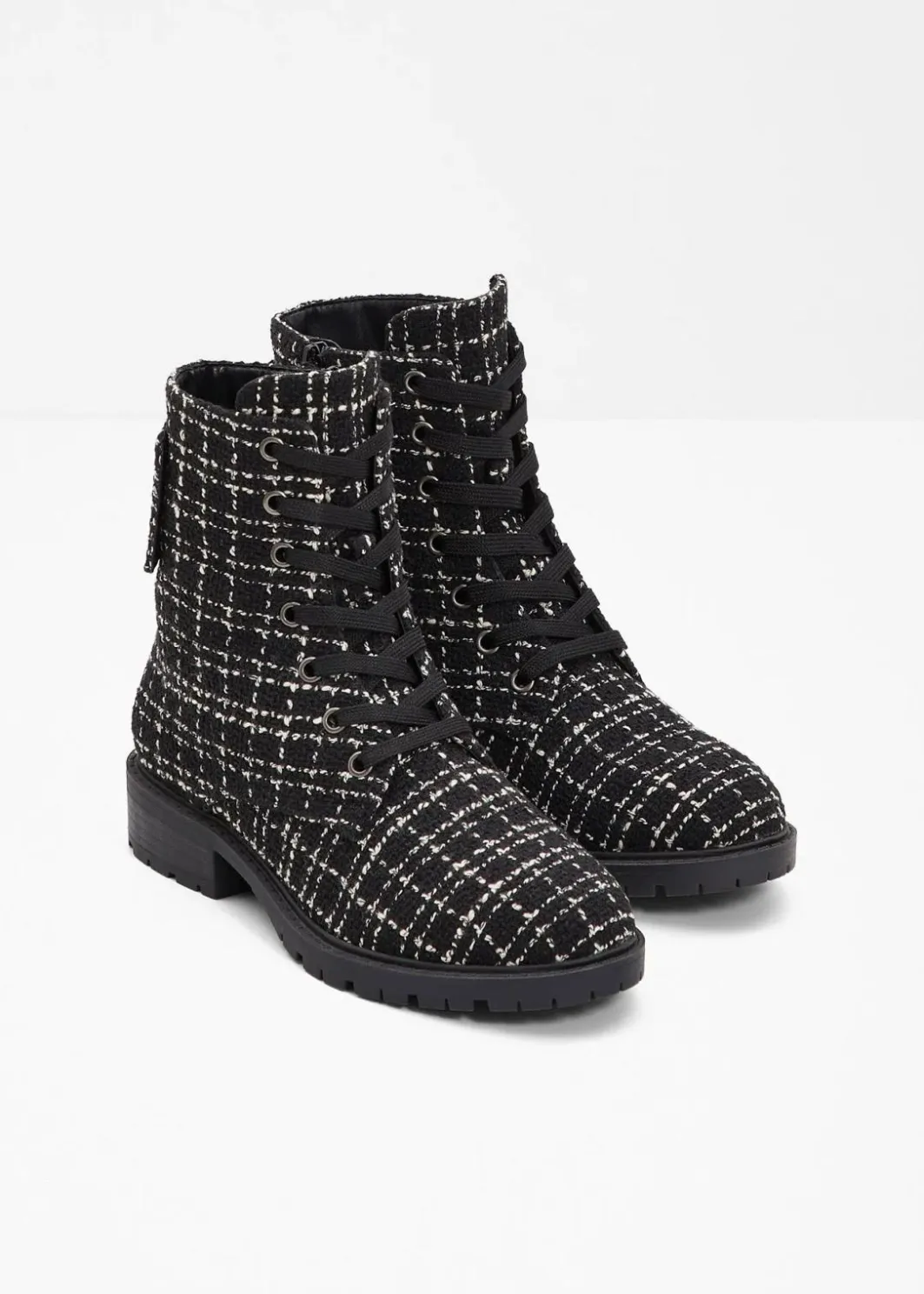 Damen bonprix Boots|Schnürboots in Bouclé-Optik