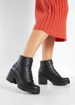 Damen bonprix Boots|Schuhe & Accessoires In Spezialgrößen·Schuhe In Übergröße|Schnürboots mit Blockabsatz