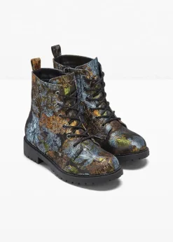 Damen bonprix Boots|Schnürboots mit floralem Muster