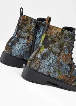 Damen bonprix Boots|Schnürboots mit floralem Muster