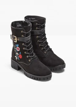 Damen bonprix Boots|Schuhe & Accessoires In Spezialgrößen·Schuhe In Übergröße|Schnürboots mit Stickerei