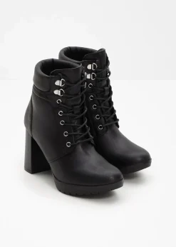 Damen bonprix Stiefeletten|Schuhe & Accessoires In Spezialgrößen·Schuhe In Übergröße|Schnürstiefeletten mit hohem Absatz