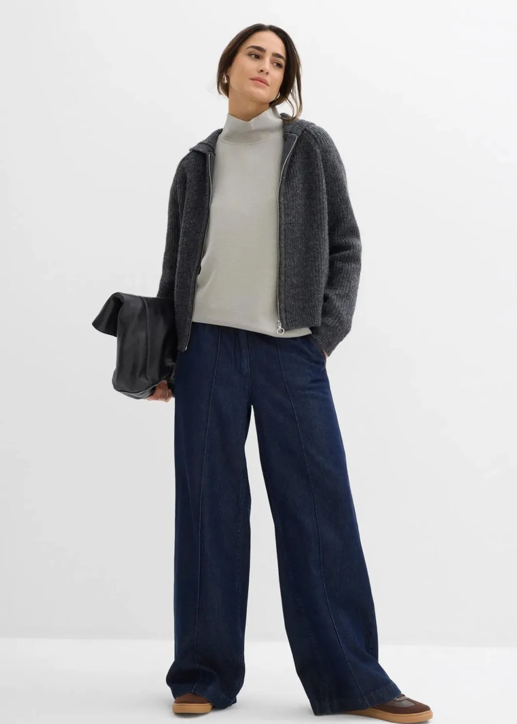 Damen bonprix Bekleidung·Röcke|Bekleidung·Blusen & Tuniken|Scuba-Shirt mit Stehkragen