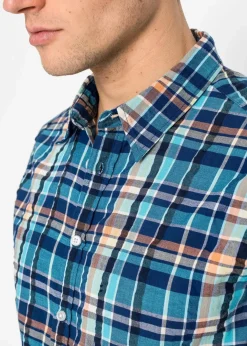 Herren bonprix Große Größen|Hemden|Seersucker-Kurzarmhemd aus reiner Baumwolle