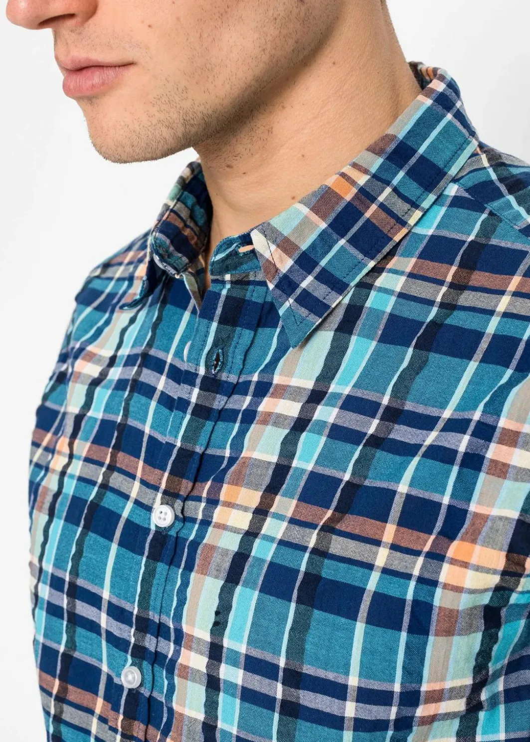 Herren bonprix Große Größen|Hemden|Seersucker-Kurzarmhemd aus reiner Baumwolle