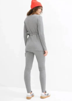 Online Set aus Umstands-Wickelshirt mit bequemer Leggings (2-tlg.Set) Damen Umstandsmode|Nachhaltigere Materialien
