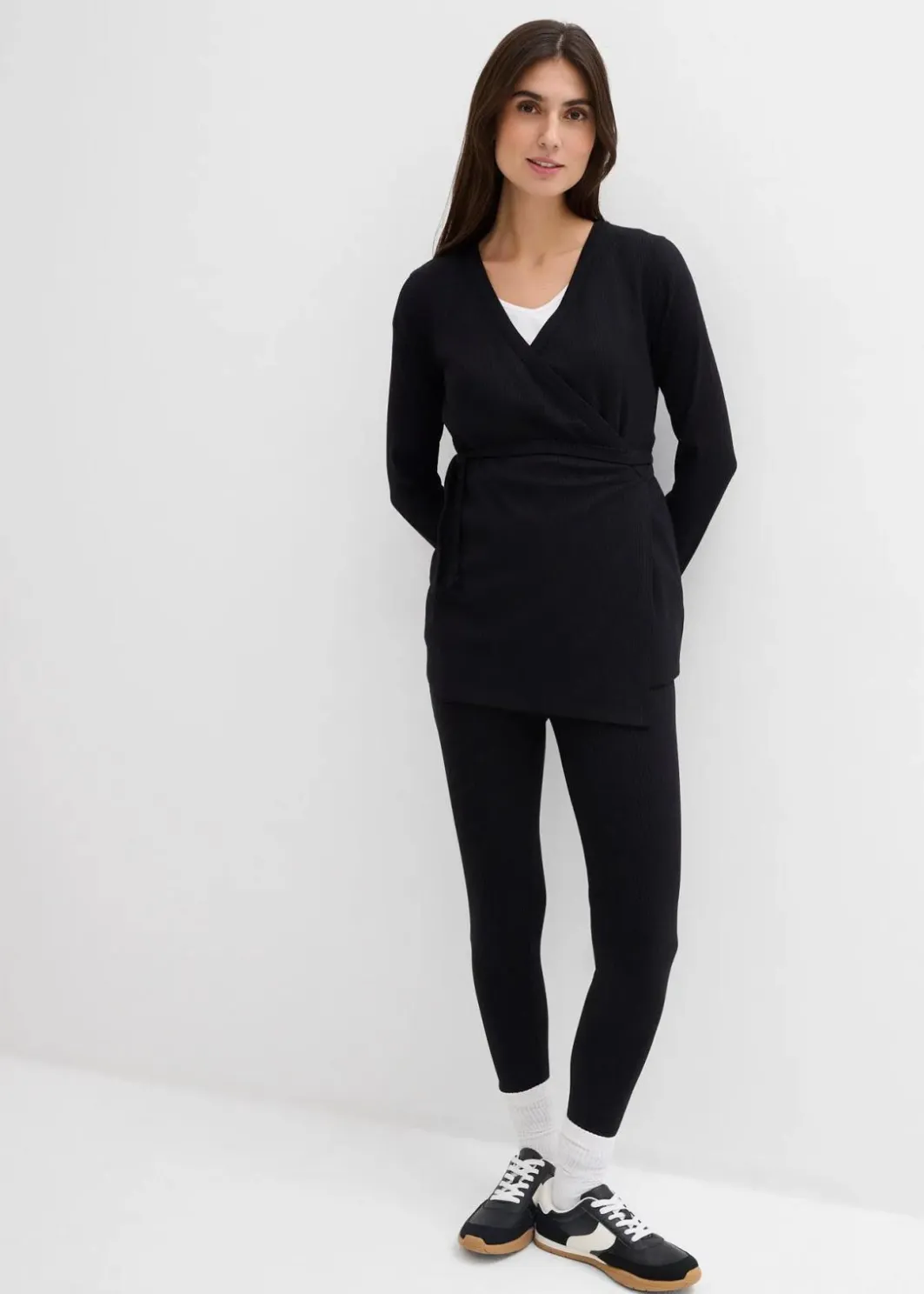 Clearance Set aus Umstands-Wickelshirt mit bequemer Leggings (2-tlg.Set) Damen Bekleidung·Blazer|Nachhaltigere Materialien