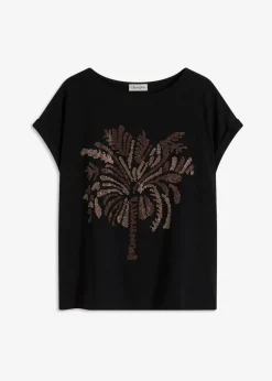 Damen bonprix Shirts & Tops|Shirt aus Baumwolle mit Nietenapplikation