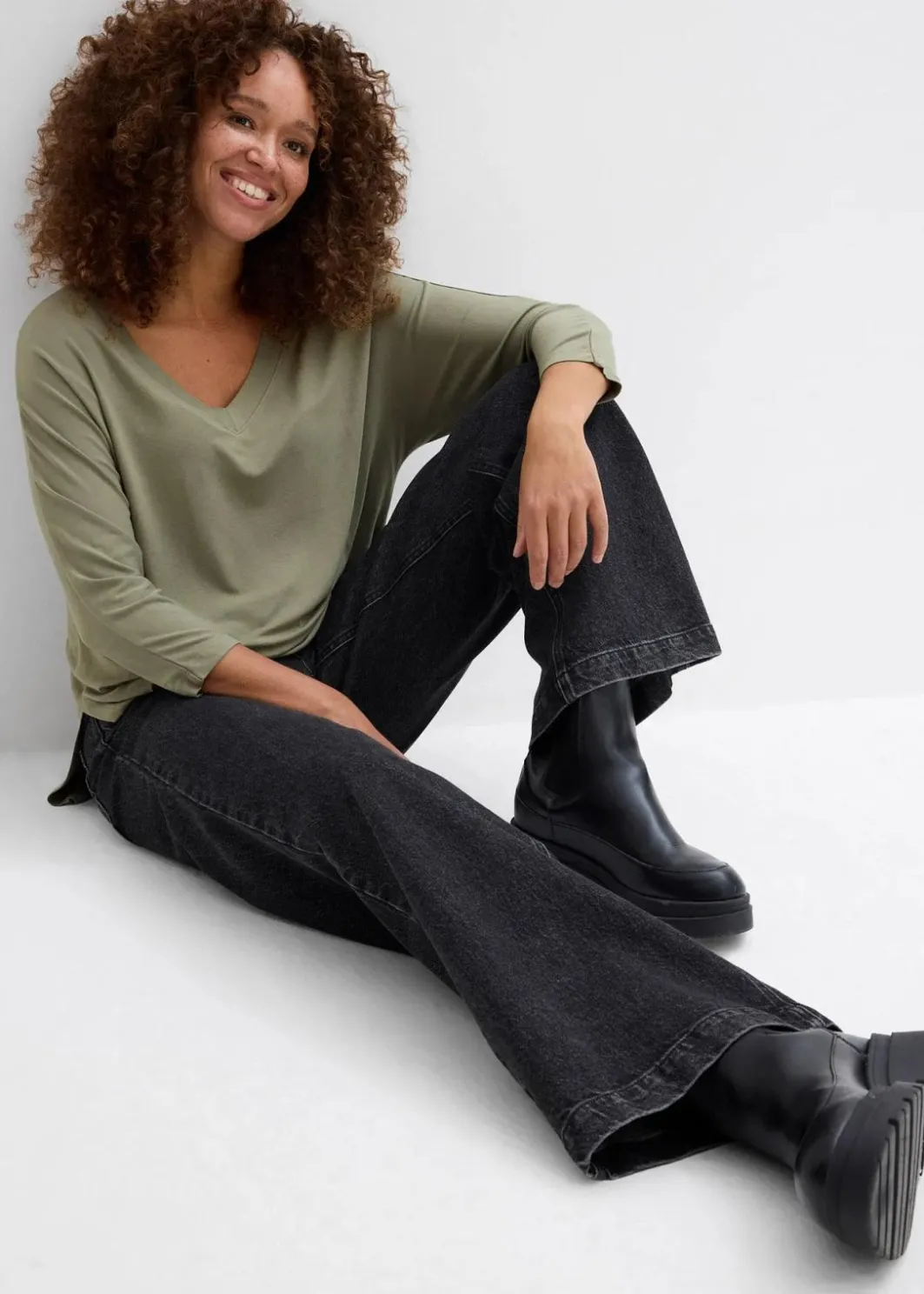 Damen bonprix Shirts & Tops|Shirt aus fließendem Viskose-Mix
