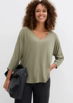 Damen bonprix Shirts & Tops|Shirt aus fließendem Viskose-Mix