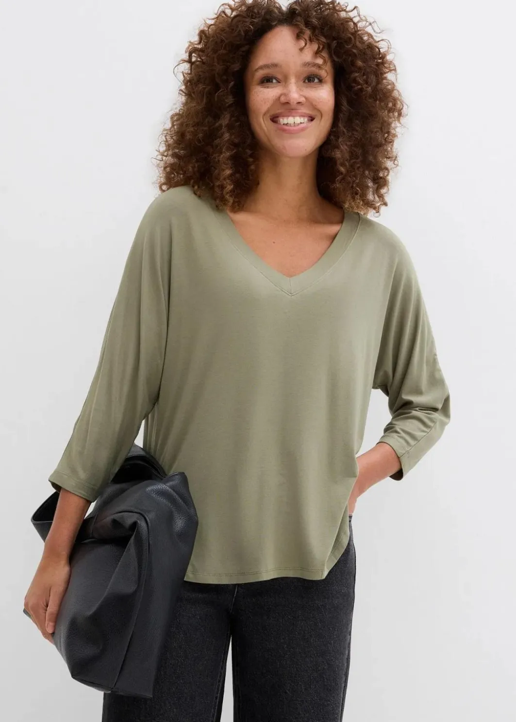 Damen bonprix Shirts & Tops|Shirt aus fließendem Viskose-Mix