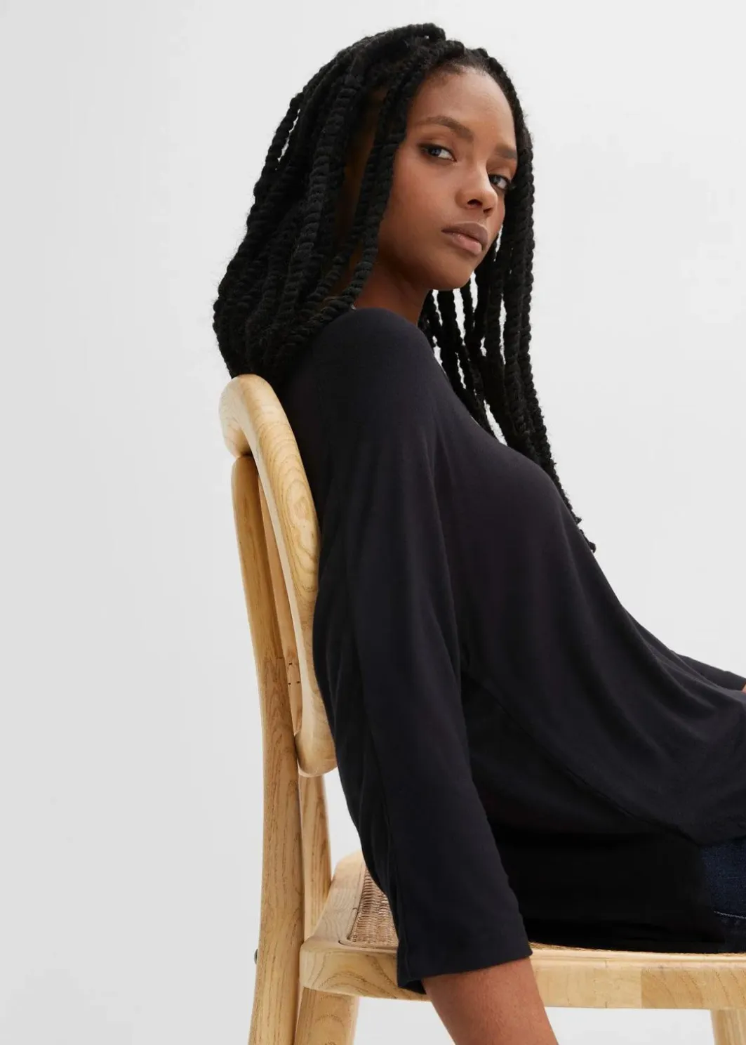 Damen bonprix Shirts & Tops|Shirt aus fließendem Viskose-Mix