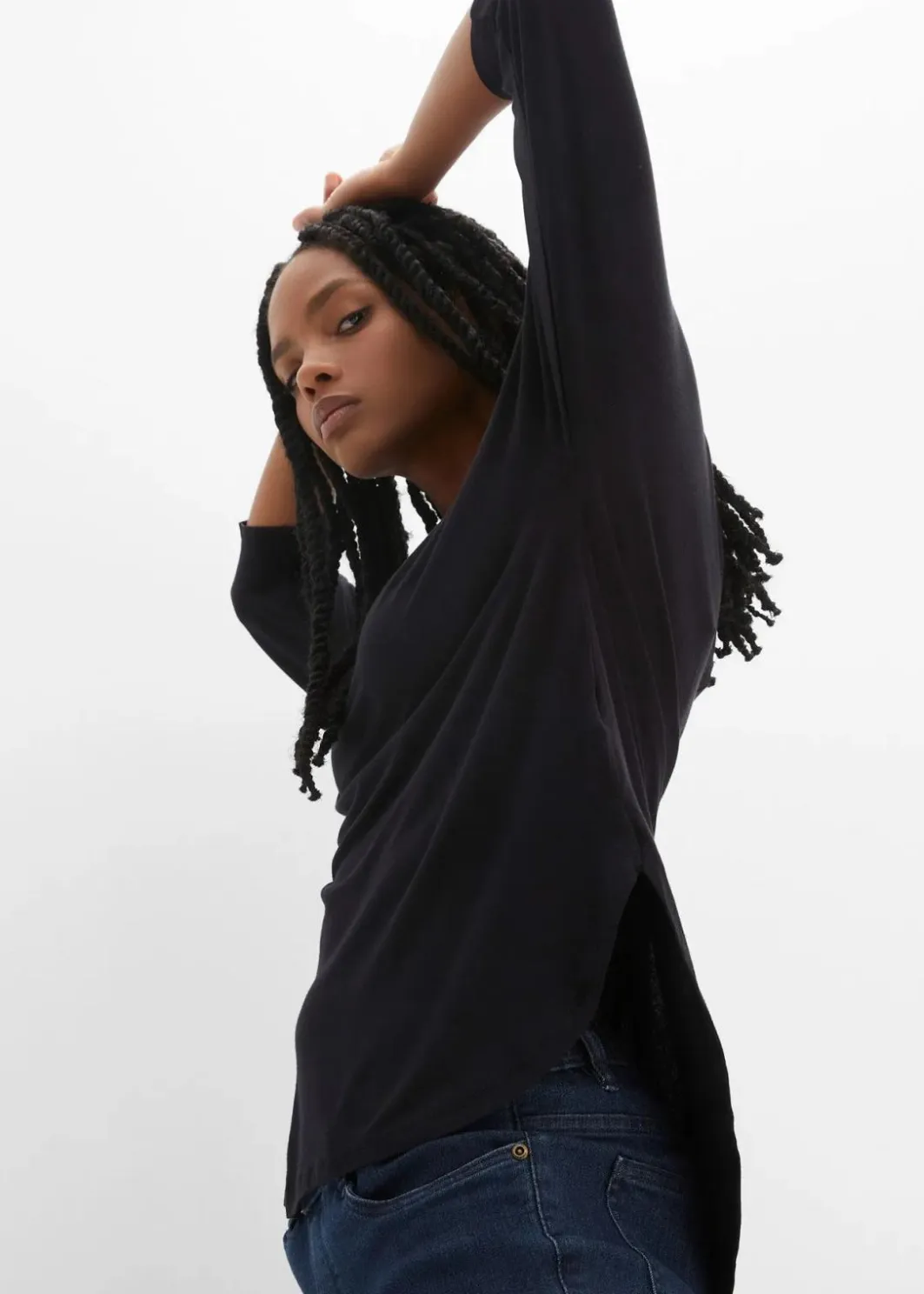 Damen bonprix Shirts & Tops|Shirt aus fließendem Viskose-Mix