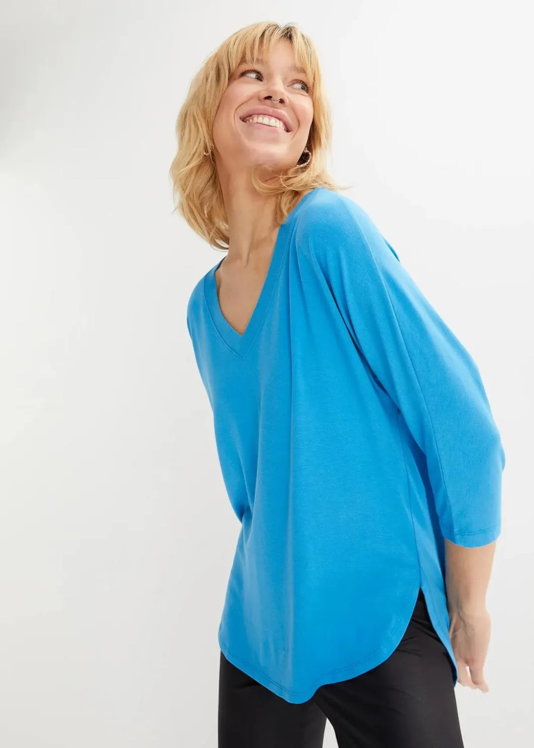Damen bonprix Shirts & Tops|Shirt aus fließendem Viskose-Mix