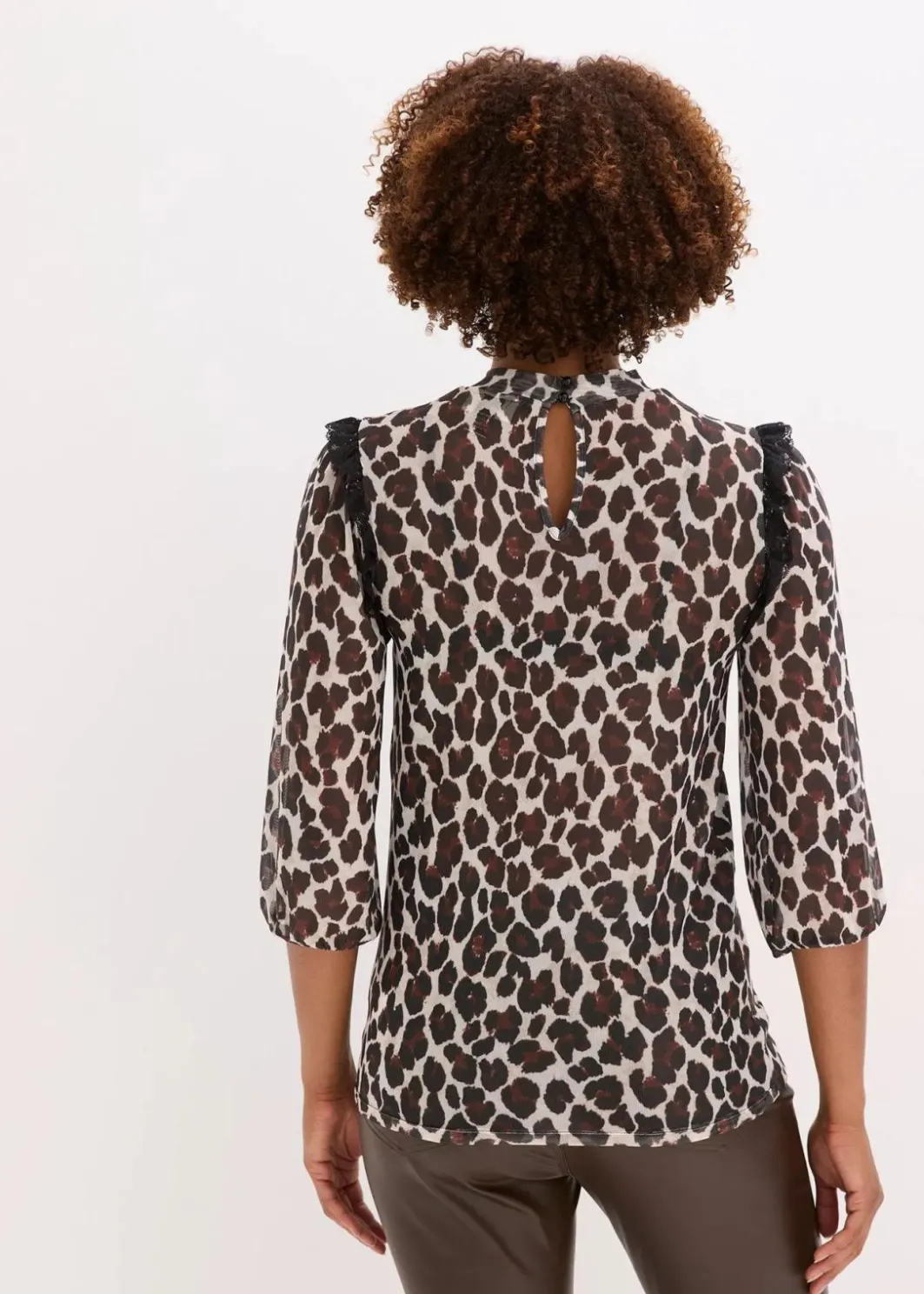 Damen bonprix Shirts & Tops|Shirt aus softem Mesh mit Spitze