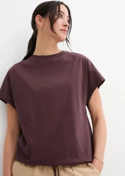 Damen bonprix Shirts & Tops|Shirt mit Bindedetail am Saum aus Baumwolle-Viskose-Mix
