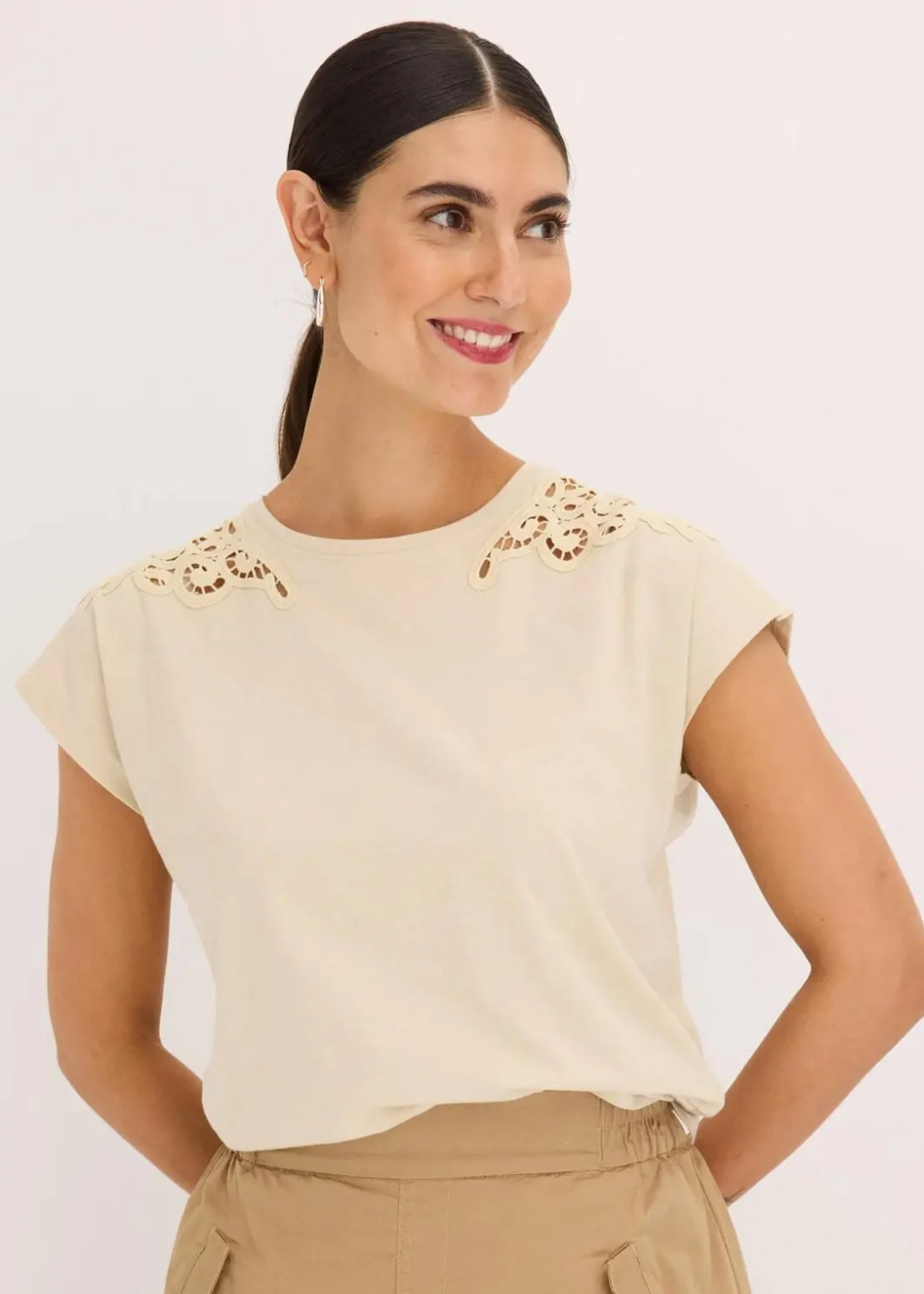 Outlet Shirt mit Crochet Detail Damen Shirts & Tops