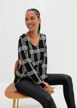 Outlet Shirt mit elastischem Saum, langarm Damen Shirts & Tops