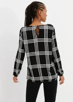 Outlet Shirt mit elastischem Saum, langarm Damen Shirts & Tops