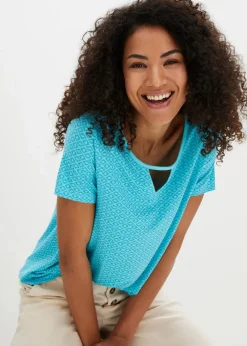 Damen bonprix Shirts & Tops|Shirt mit Gummizug, Kurzarm