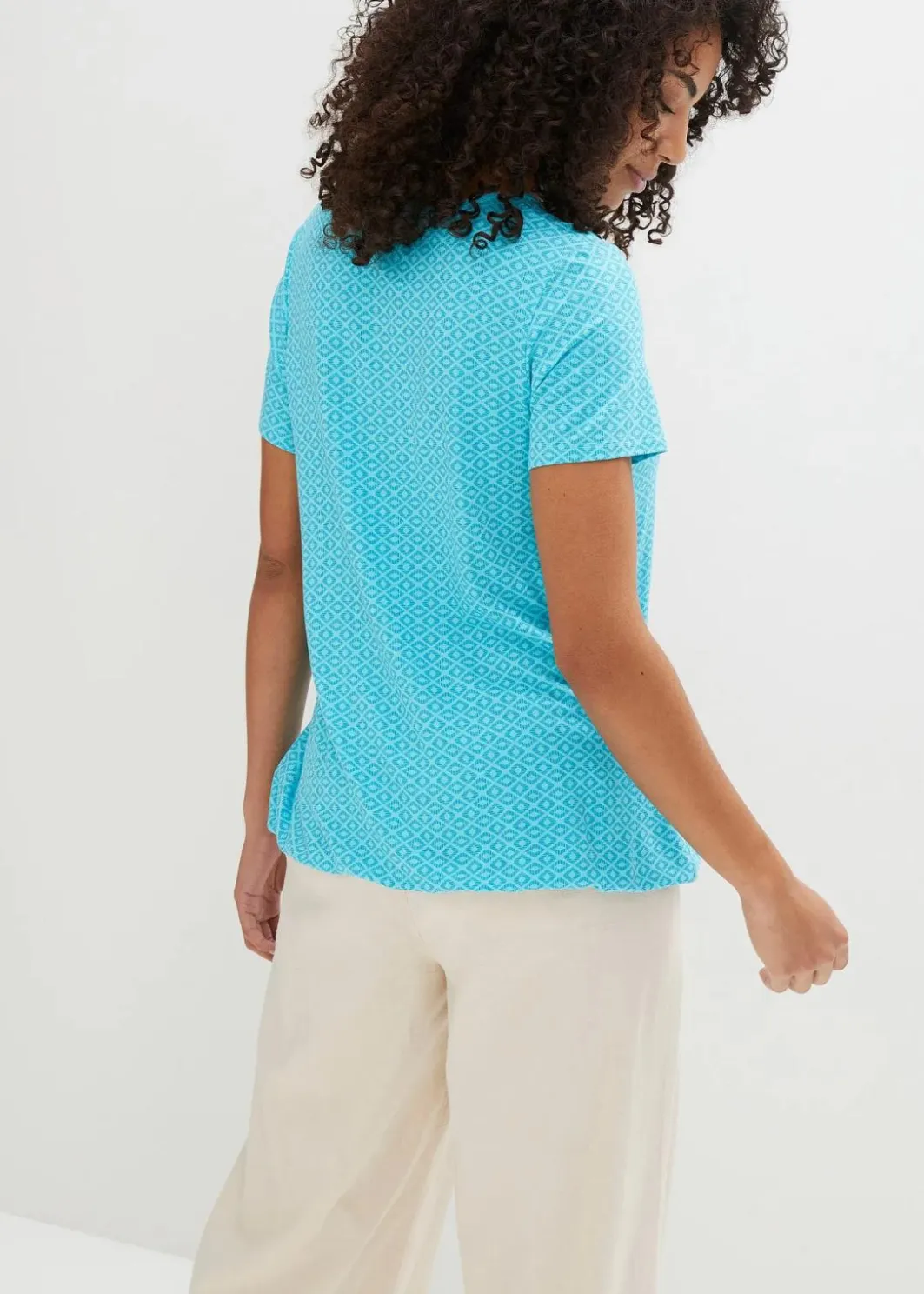 Damen bonprix Shirts & Tops|Shirt mit Gummizug, Kurzarm