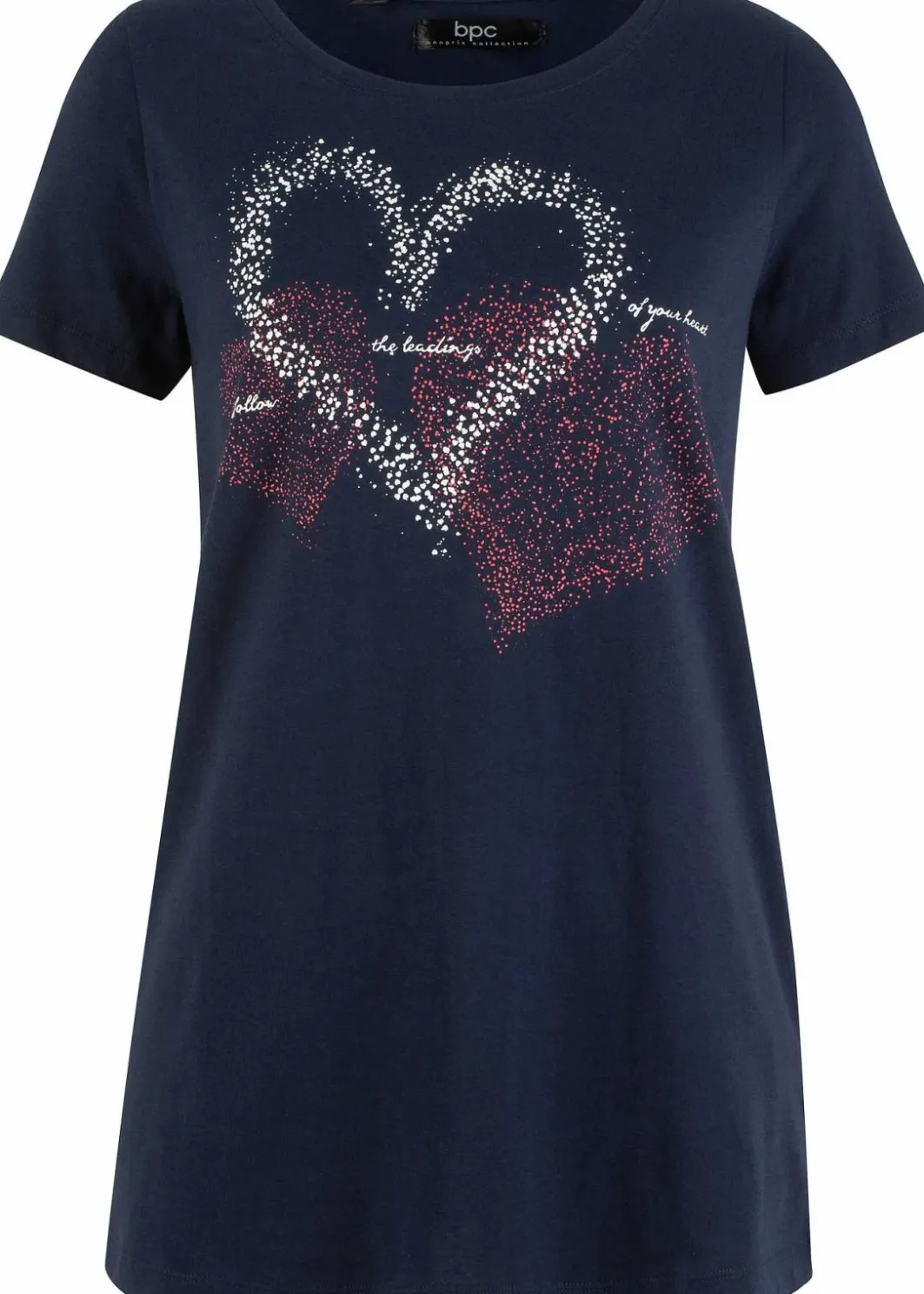 Damen bonprix Nachhaltigere Materialien|Shirts & Tops|Shirt mit Herzdruck aus Bio-Baumwolle