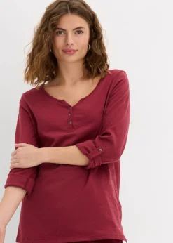 Damen bonprix Shirts & Tops|Nachhaltigere Materialien|Shirt mit Knopfleiste aus reiner Bio-Baumwolle