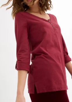 Damen bonprix Shirts & Tops|Nachhaltigere Materialien|Shirt mit Knopfleiste aus reiner Bio-Baumwolle