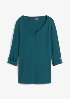 Damen bonprix Shirts & Tops|Nachhaltigere Materialien|Shirt mit Knopfleiste aus reiner Bio-Baumwolle
