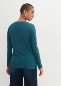 Damen bonprix Shirts & Tops|Nachhaltigere Materialien|Shirt mit Knopfleiste aus reiner Bio-Baumwolle