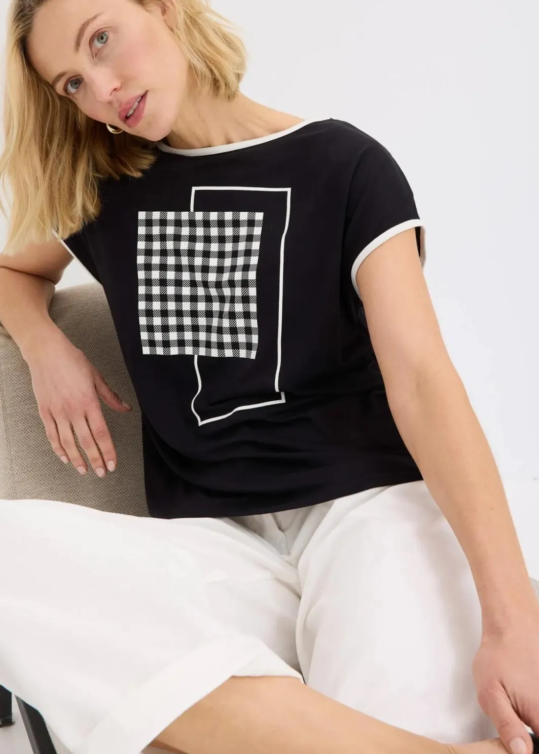 Damen bonprix Shirts & Tops|Shirt mit Kontrast Piping