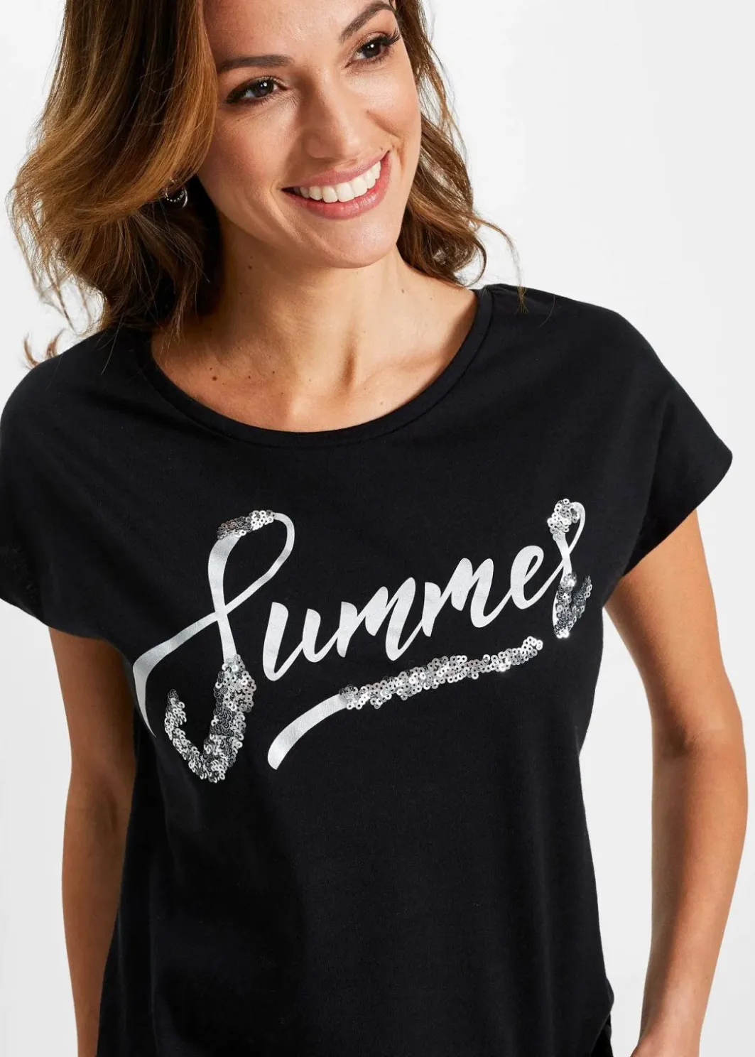 Damen bonprix Shirts & Tops|Shirt mit Pailletten