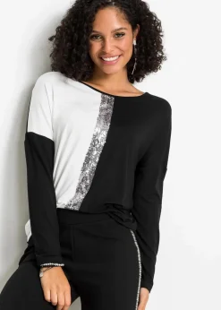 Damen bonprix Shirts & Tops|Nachhaltigere Materialien|Shirt mit Pailletten