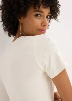 Damen bonprix Shirts & Tops|Shirt mit Perlen-Applikation