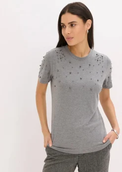 Damen bonprix Shirts & Tops|Shirt mit Perlen-Applikation